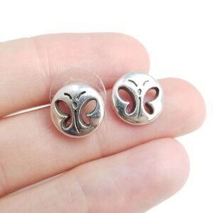 Vintage Little Butterfly Cut Out Design Stud Earrings, Cute Minimal Estate